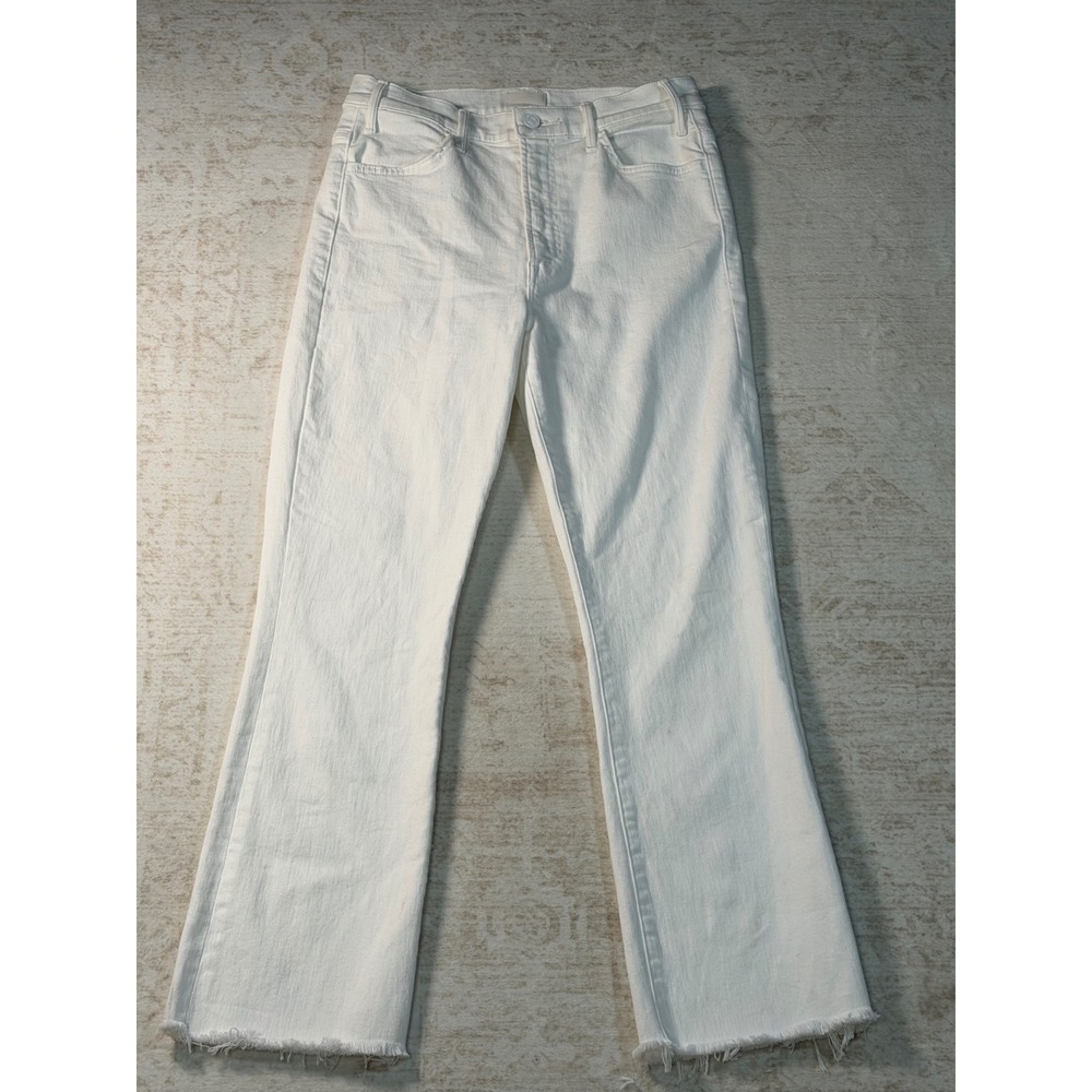 Mother The Hustler Ankle Fray Jeans White Fairest Of Them All Size 29 High Rise